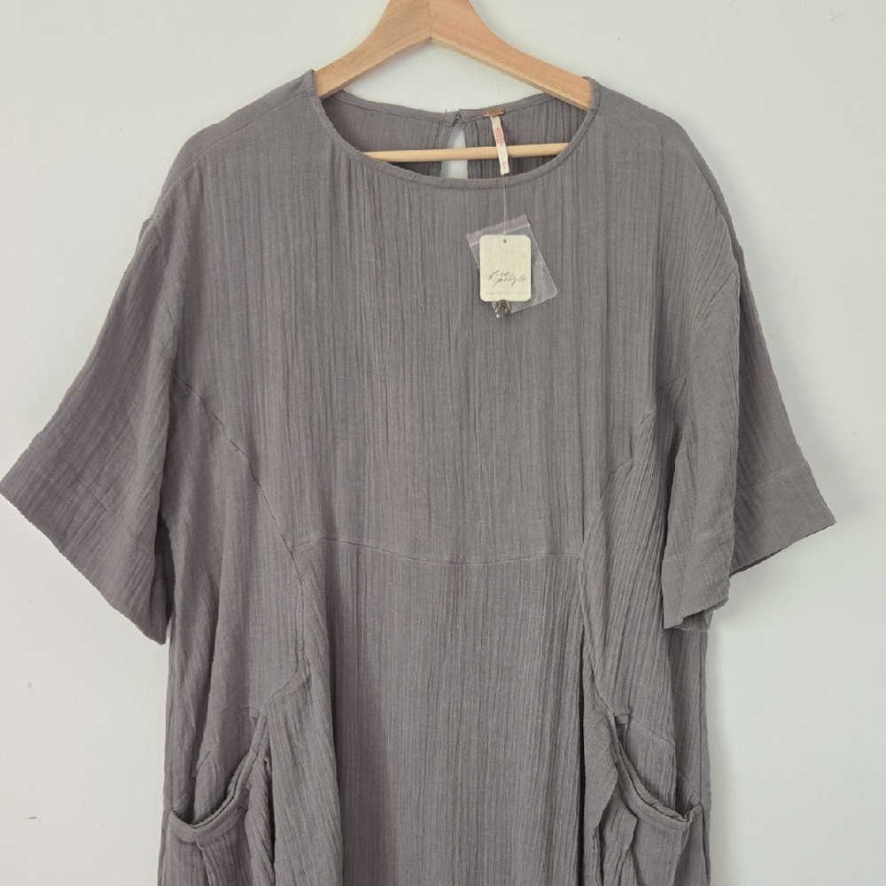 FREE PEOPLE Live Light Midi Dress - Gray Sz XS
